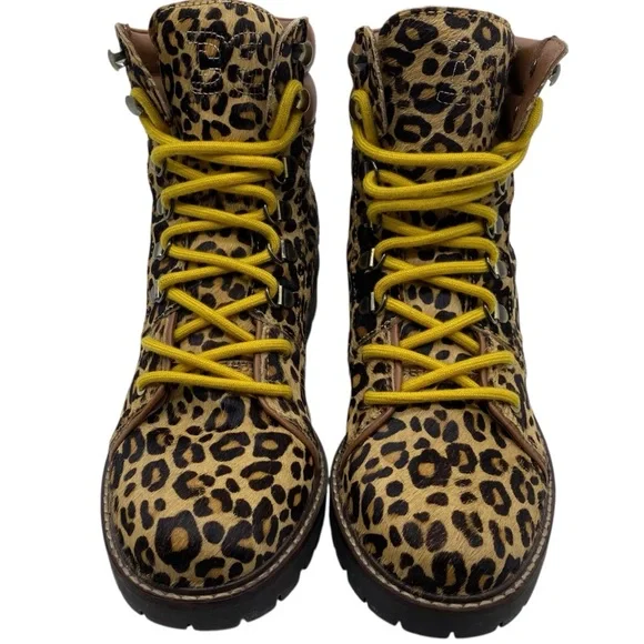 Sam Edelman Womens Shoes Tamia Combat Boots 7 Calf Hair Leather Leopard Lace Up - Picture 6 of 13